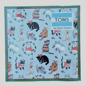 SEALED Toms Holiday Cats Puzzle - White, Green, Red, Black 500 pc.